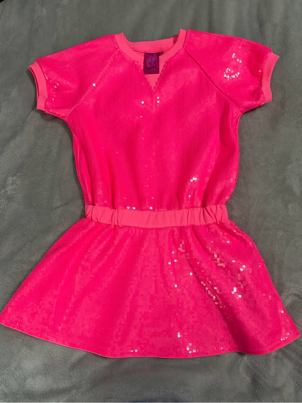 QUEEN OF SPARKLES Hot Pink Sequin Girls Dress